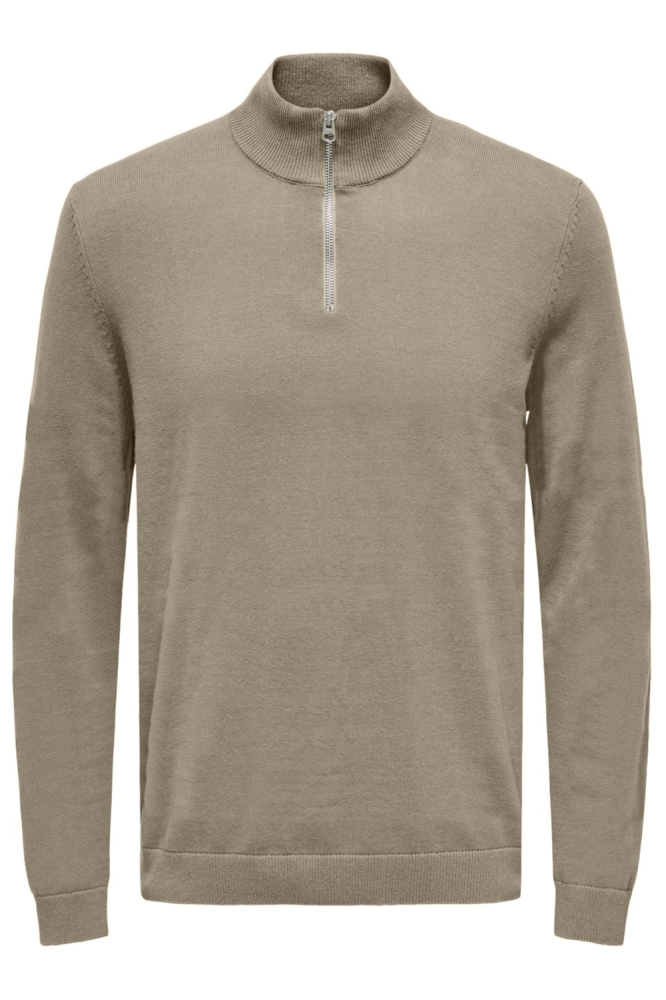 ONSALEX REG 12 HALF ZIP KNIT 22022523 CHINCHILLA